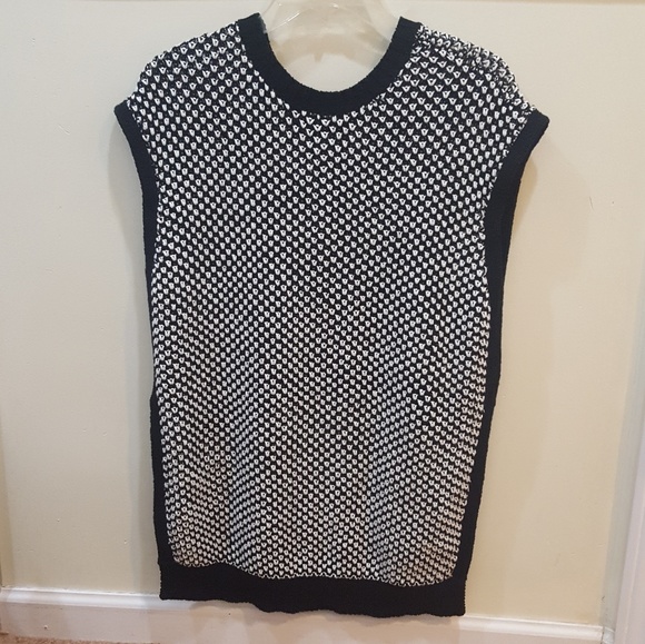BCBGmaxazria hi-lo knit sweater B&W - Picture 4 of 6